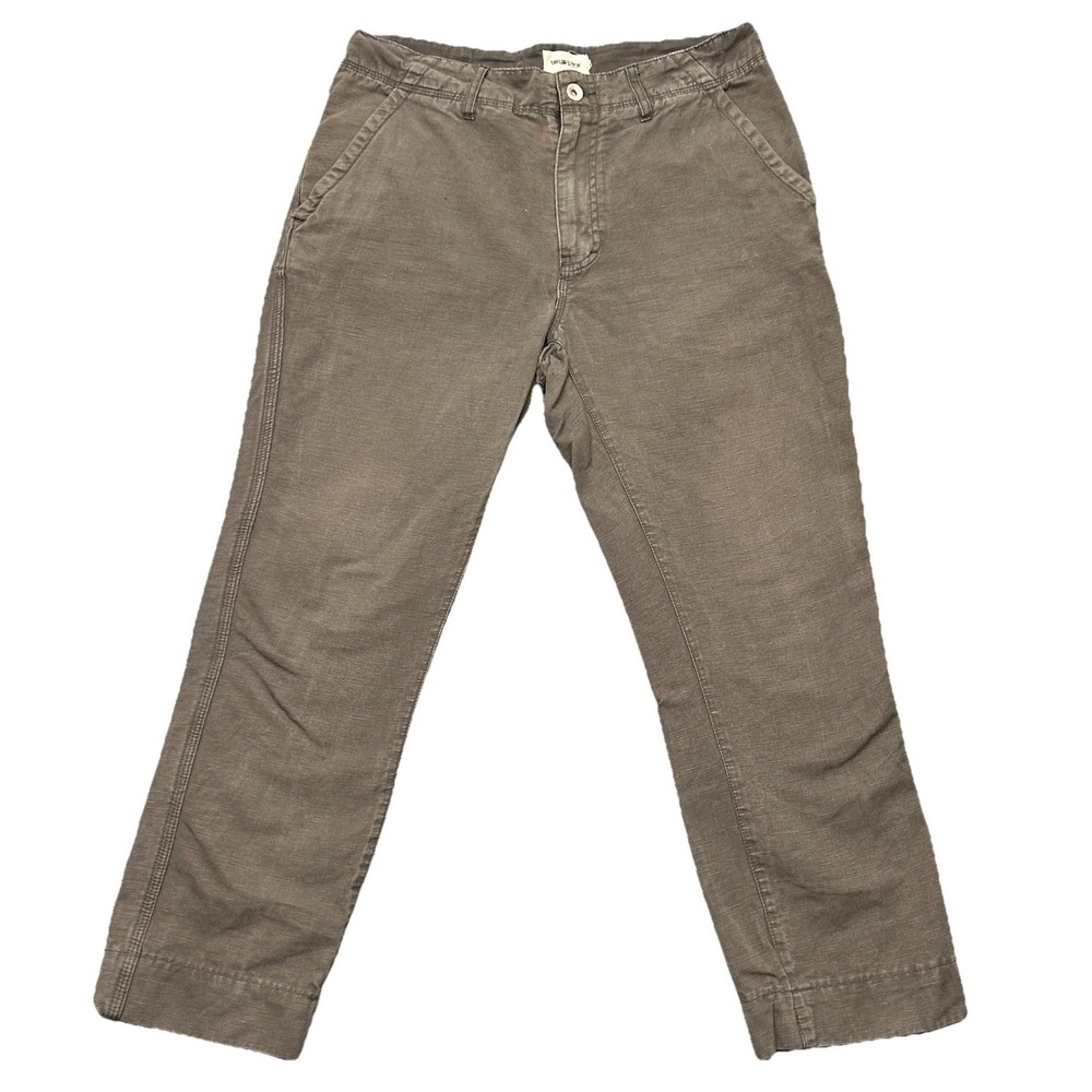 Taylor Stitch The Morse Pants Men's 31 x 26 Olive‎ Green Organic Cotton Linen